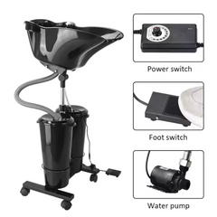 Portable Shampoo Bowl with Water Pump Drain Sprayer Hose and Bucket Hair Portable Sink Adjustable Washing Shampoo Basin