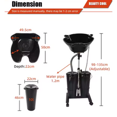 Portable Shampoo Bowl with Water Pump Drain Sprayer Hose and Bucket Hair Portable Sink Adjustable Washing Shampoo Basin