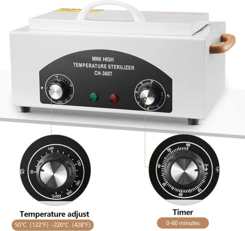 High Temperature Dry Heat Sterilizer 300W 1.5L Mini High Temperature Sterilizer Autoclave Machine - GreenLife-Salon Supplies