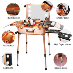 24 inches Makeup Rolling Case with LED Lamp and Bluetooth speaker - GreenLife - Makeup Case