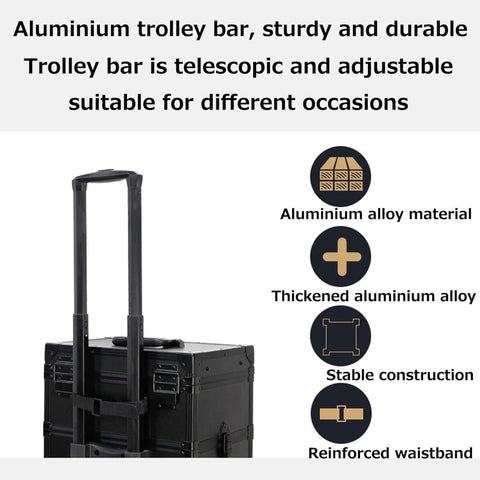 Professional Aluminum Cosmetic Rolling Makeup Case with LED Lights - GreenLife - Makeup Box