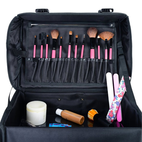 4 lockable 360° Rolling Casters Makeup Rolling Train Case - Hairdressing Bag Beauty Trolley Nail Cosmetic Box - GreenLife - Beauty Supplies