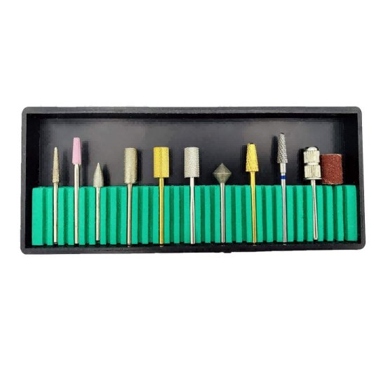 10 Pcs Nail Drill Bits kit Classic Nail Drill Heads - GreenLife - Manicure Supplies