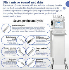 7-in-1 Professional RF Hydrogen Machine Ultra-Quiet No-needle Hydra Oxygen Facial System