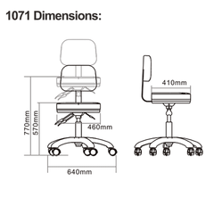 Silverfox Rolling Stool with Backrest 1071 - WHT - GreenLife - Rolling Stool