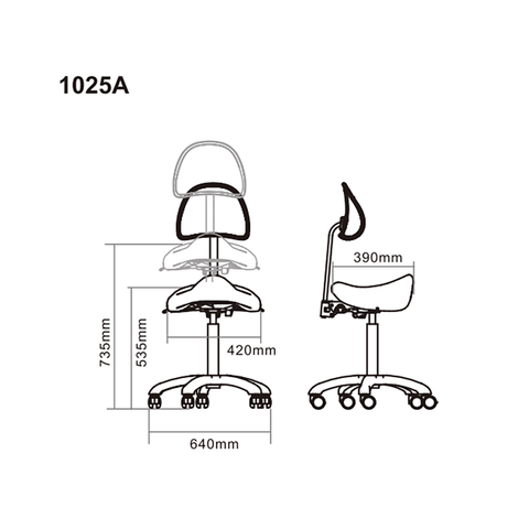 Silverfox Saddle Rolling Stool with Backrest 1025A - GreenLife - Rolling Stool