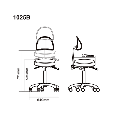 Silverfox Rolling Stool with Backrest 1025B - GreenLife - Rolling Stool