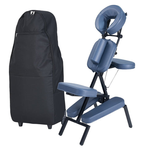 Master Massage - The PROFESSIONALPortable Massage Chair Package with Wheeled Case, Royal Blue - GreenLife - Massage Chair