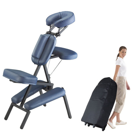 Master Massage - The PROFESSIONALPortable Massage Chair Package with Wheeled Case, Royal Blue - GreenLife - Massage Chair