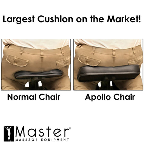 Master Massage Apollo Extra Large Size Portable Massage Chair - Lightweight Aluminum Tattoo Foldable - Sitting Posture Folding Massage Chair - with Larger Cushions and Wheels Bag - in Black - GreenLife - Massage Chair