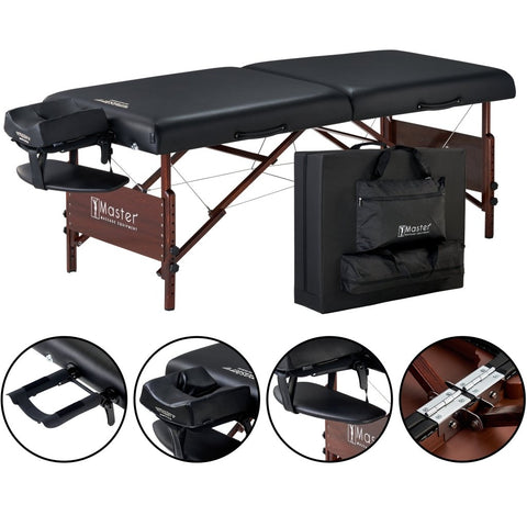 Master Massage 30inch DEL RAYPortable Massage Table Package (Black Color) with Ambient Light System - GreenLife - Massage Tables