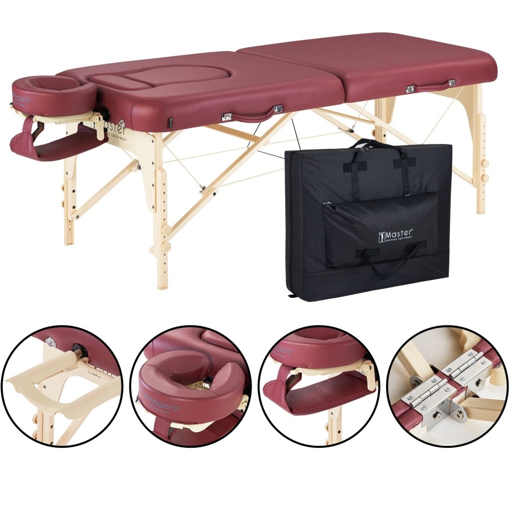 Master Massage 30'' Eva Pregnancy Portable Massage Table, Burgundy Color - GreenLife - Massage Tables