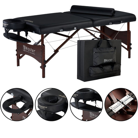 Master Massage 30'' Roma II Portable Massage Table Deluxe Package with Ambient Light System - GreenLife - Massage Tables