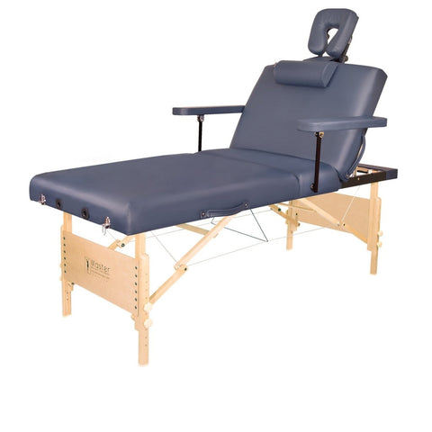 Master Massage 30'' CORONADO SALON Portable Massage Table Package with Lift Back Action & 3inch of High - density Multi - Layer Small Cella Foam (Royal Blue) - GreenLife - Massage Tables