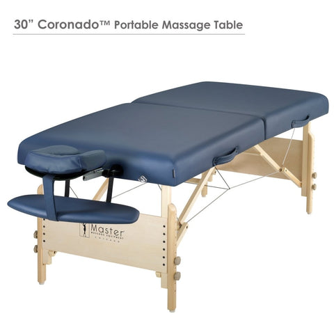 Master Massage 30'' CORONADO SALON Portable Massage Table Package with Lift Back Action & 3inch of High - density Multi - Layer Small Cella Foam (Royal Blue) - GreenLife - Massage Tables