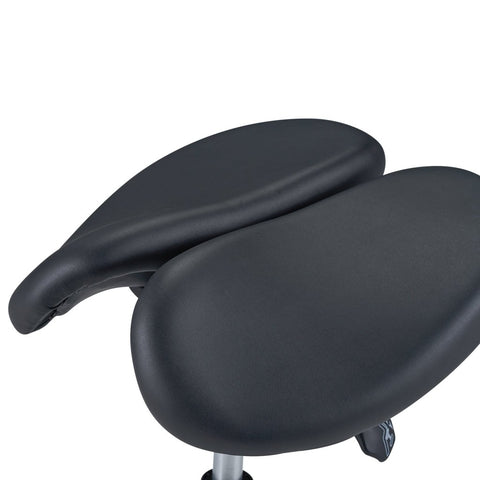 Master Massage Berkeley Ergonomic Posture Saddle Chair - Two - Part Saddle Stool - Hydraulic Swivel Rolling Seat Stool with Adjustable Title Angle and Height - Aluminum Base with Rubber Wheel Casters - Black (2 Color Options) - GreenLife - Massage Chair