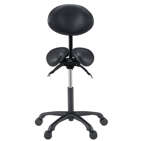 Master Massage Berkeley Ergonomic Saddle Stool - Two Split Part Seat Stool Hydraulic Swivel Rolling Seat & Saddle Posture Correction Chair Seat with Backrest and Adjustable Title Angle and Height Black (2 Color Options) - GreenLife - Massage Chair