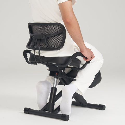 Master Massage Ergonomic Kneeling Chair with Back Support for Office - Posture Chair with Angled Seat and Backrest for Home and Office - Posture Correction Stool - Improve Your Posture - GreenLife - Massage Chair