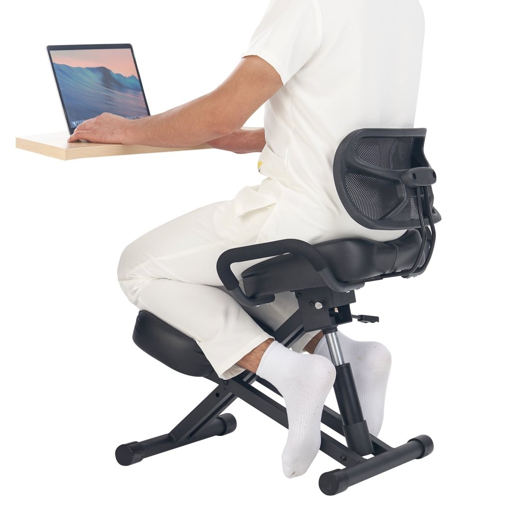 Master Massage Ergonomic Kneeling Chair with Back Support for Office - Posture Chair with Angled Seat and Backrest for Home and Office - Posture Correction Stool - Improve Your Posture - GreenLife - Massage Chair