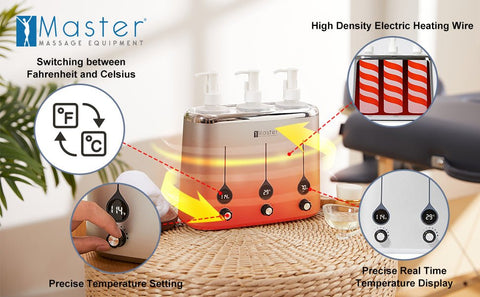 Master Three Bottle Massage Oil Warmer Lotion Warmer Dispenser Heated for Body Cream Heating Device for Massage Therapy & Personal Use - Quick Oil & Lotion Warmer Heats up - GreenLife - Accessories