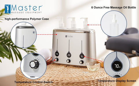 Master Three Bottle Massage Oil Warmer Lotion Warmer Dispenser Heated for Body Cream Heating Device for Massage Therapy & Personal Use - Quick Oil & Lotion Warmer Heats up - GreenLife - Accessories