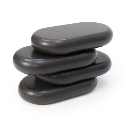 Master Massage XX Extra Large Flat Ovular Basalt Hot Massage Stone 4 piece Pack 6inch X 3.4inch X 1.1inch Rock - GreenLife - Hot Stone