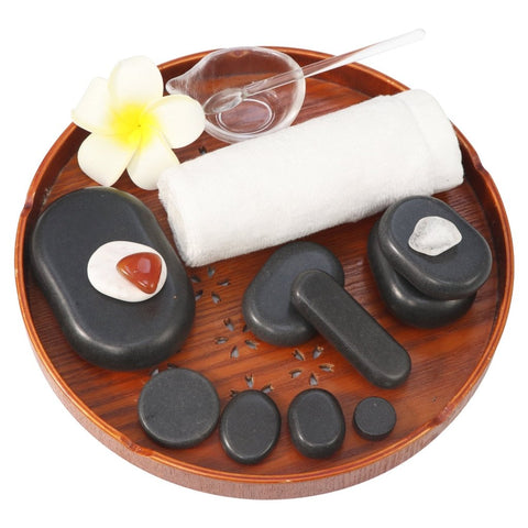 Master Massage 60 - Piece Deluxe Hot Stone Set including Basalt Volcano Rocks, Marble Cold Stones, and Chakra Balancing Tools - Ultimate All - in - One Package Kit for a Professional Quality Hot Stone Massage Therapy at Home - GreenLife - Hot Stone