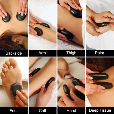 Master Massage 28 Piece Essential Hot Stone Massage Stone Set Kit Package for Professional or Home Spa Stone Therapy, Healing, Pain Relief - Basalt Rock - GreenLife - Hot Stone