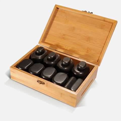 Master Massage 28 Piece Essential Hot Stone Massage Stone Set Kit Package for Professional or Home Spa Stone Therapy, Healing, Pain Relief - Basalt Rock - GreenLife - Hot Stone