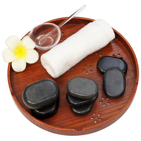 Master Massage 18 Piece Essential Hot Stone Massage Set Kit Package for Professional or Home Spa, Healing, Pain Relief - Basalt Rock - GreenLife - Hot Stone