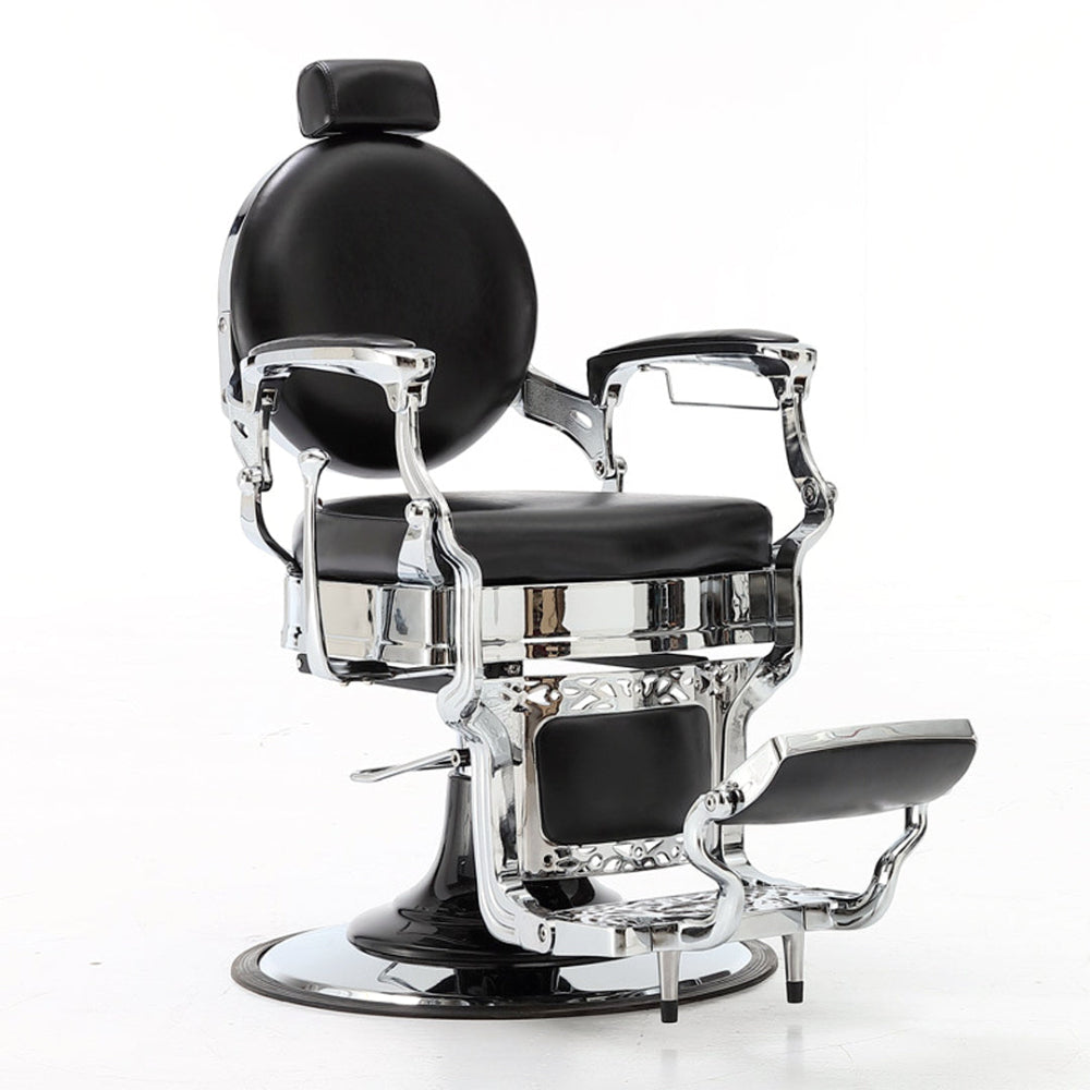 Flat-style back & seat Barber chair with sliver metal frame A601