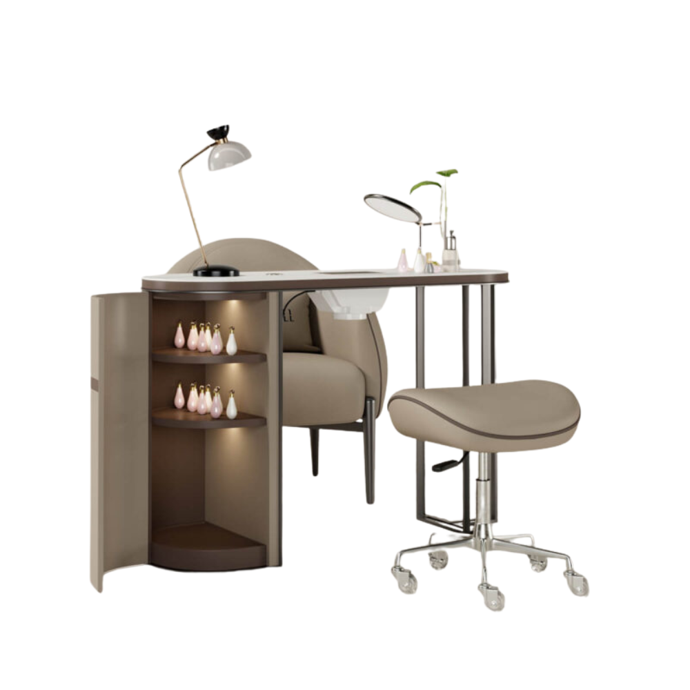 YOOCELL ® Glorall Manicure Table with Manicurist Chair and Guest Stools Chair Whole Set