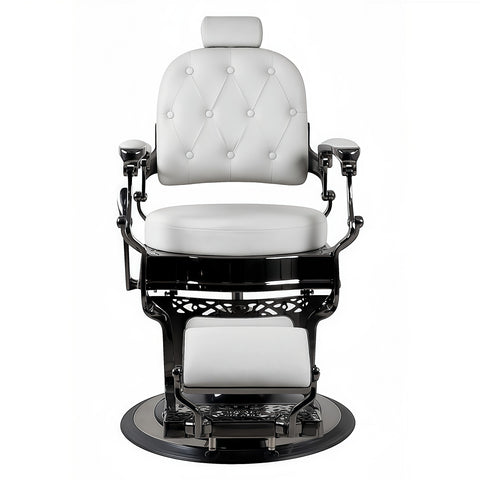 Greenlife Elegant Antique Barber Chair light grey with black Chrome