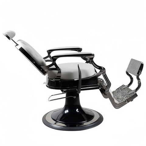 Greenlife Elegant Antique Barber Chair light grey with black Chrome