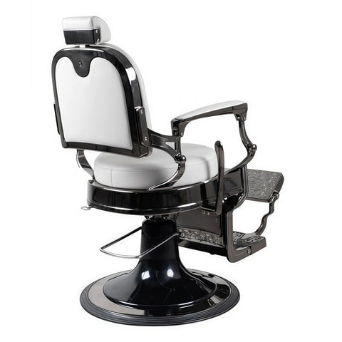 Greenlife Elegant Antique Barber Chair light grey with black Chrome