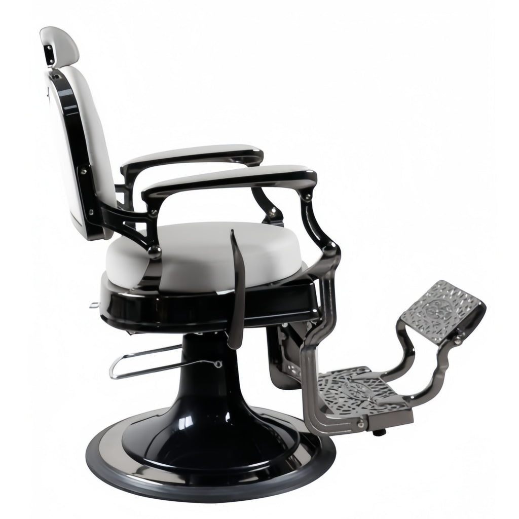 Greenlife Elegant Antique Barber Chair light grey with black Chrome