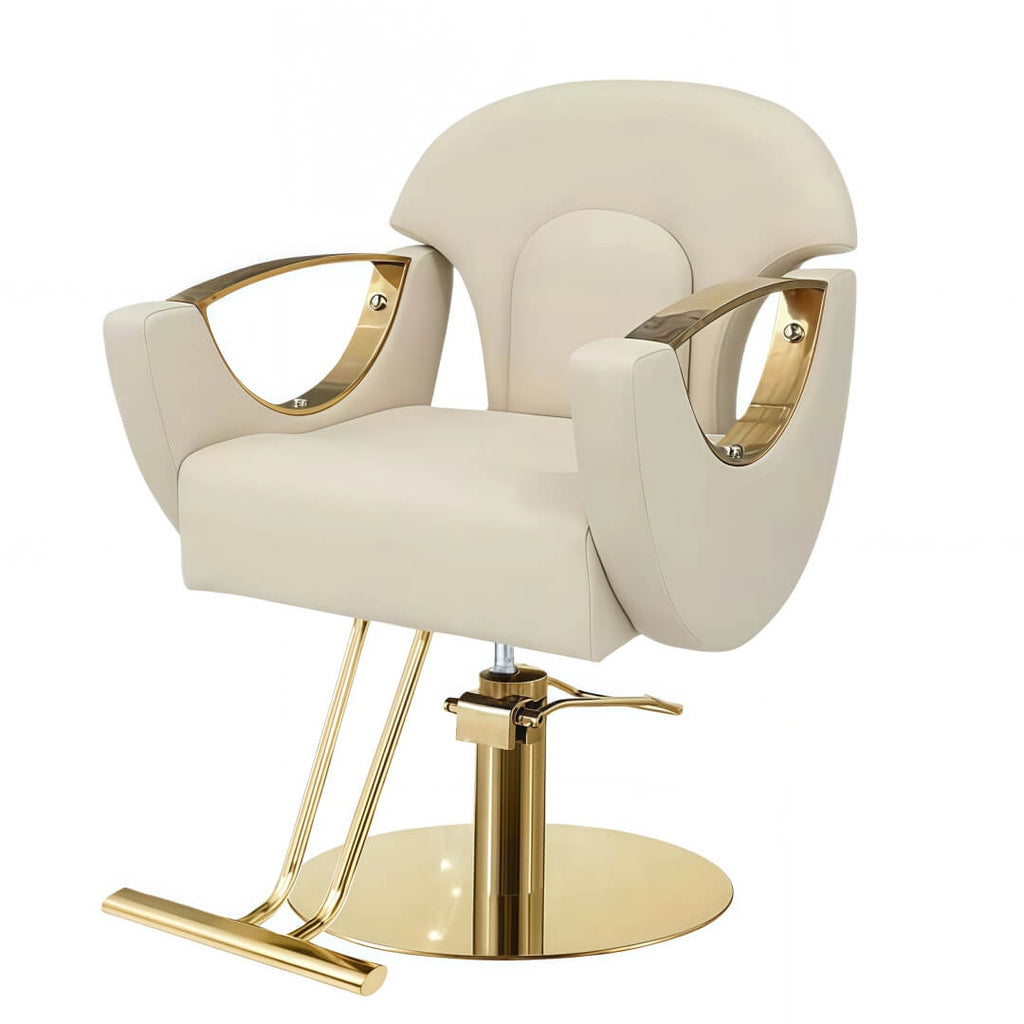 Modern All Purpose Hydraulic Styling Chair with Gold Stainless steel flat chassis - Greenlife - Styling Chair