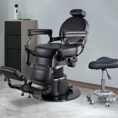 H.Master® Radiant-11  2-motor Electric Barber Chair Anitique Retro Italian Style Black - Greenlife - Barber Chair