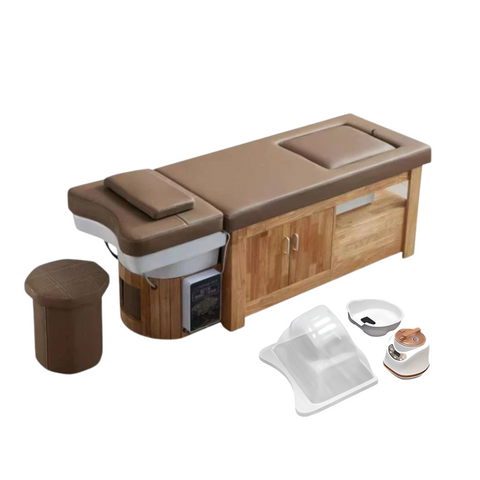 Greenlife Luxury Thai Japanese Headspa for Professional Head SPA Backwash Shampoo Sink Bed, Wooden Base