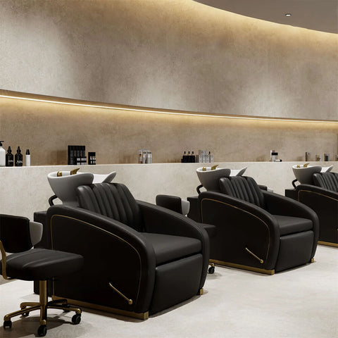 YOOCELL®  Backwash Shampoo Unit Chairs with Adjustable White Ceramic Basin AG8249 - Greenlife - Shampoo Unit