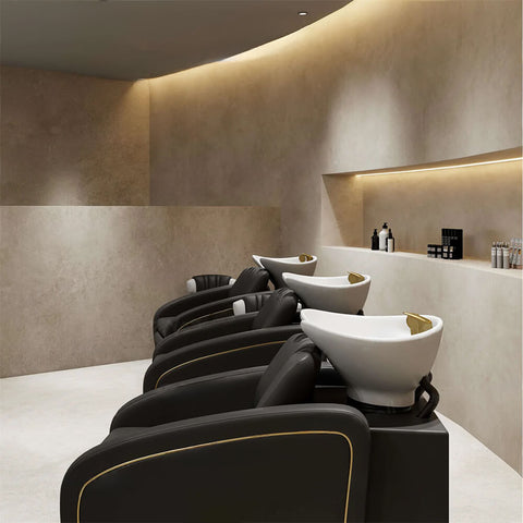 YOOCELL®  Backwash Shampoo Unit Chairs with Adjustable White Ceramic Basin AG8249 - Greenlife - Shampoo Unit