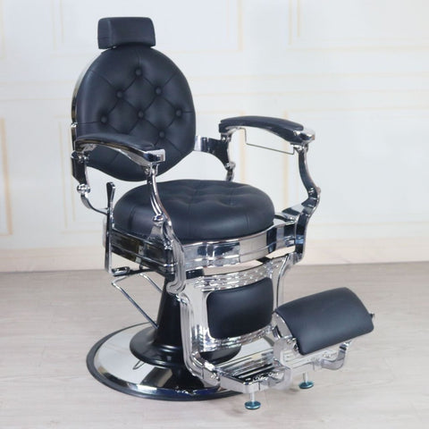 A601 Barber chair with sliver metal frame, button - style back & seat - GreenLife - 