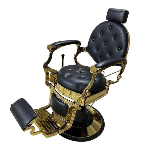 A601 Barber chair with gold metal frame, button - style back & seat - GreenLife - 