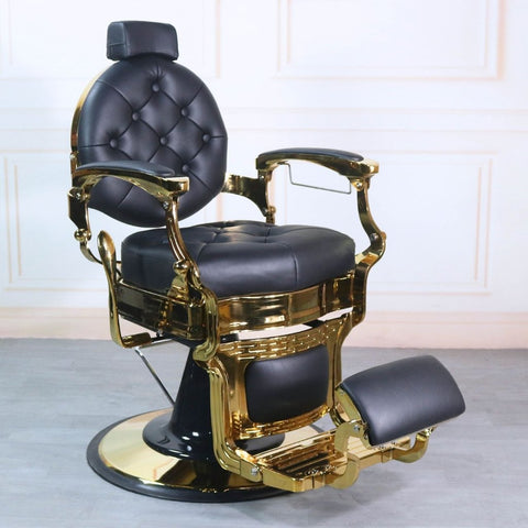 A601 Vintage Heavy Duty Luxury Barber Chair Gold with Black - GreenLife - Barber chair