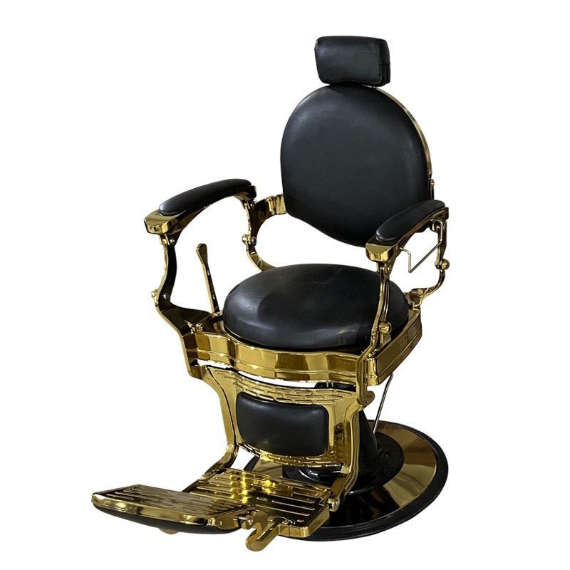 A601 Barber chair with gold metal frame, flat - style back & seat - GreenLife - 