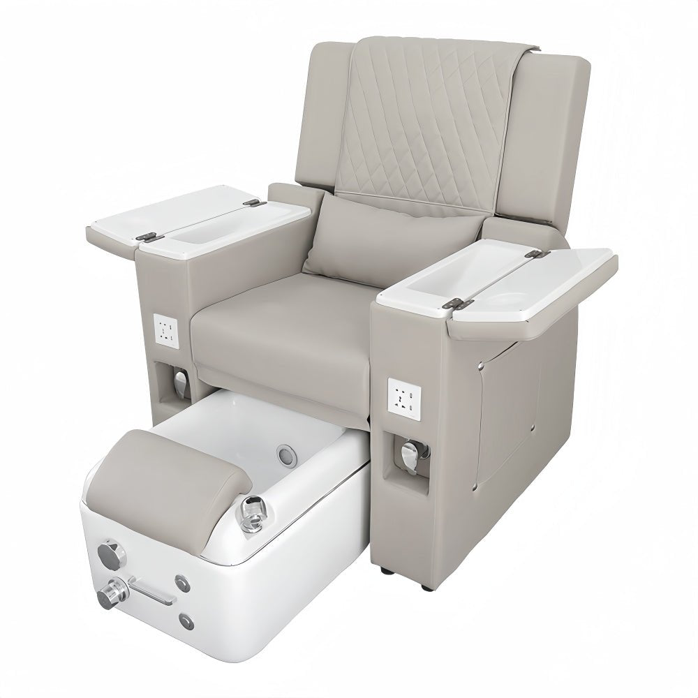 Electric Massage Pedicure Chair Foot Spa Sofa - with Wide Tap Handle Beige - Grey Color - GreenLife - Pedicure Chair