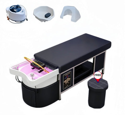 Luxury Multifunctional SPA Salon Hair Station with Shampoo Sink Black - GreenLife - Shampoo Unit