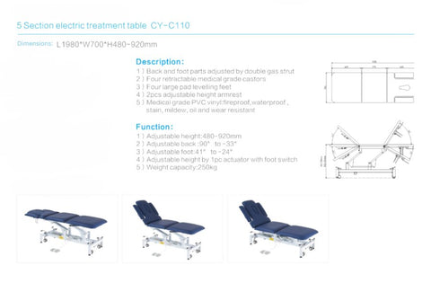 5 Section Electric Treatment Massage table CY - C110 - GreenLife - 