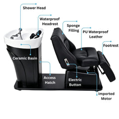 Japanese Head Spa Bed Adjustable Shampoo Unit with Fixed Shampoo Sink - Greenlife -Shampoo Unit