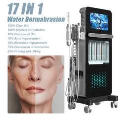 Skin Rejuvenation 17 in 1 Hydra Beauty Facial Machine Face Lifting Skin Tighten Wrinkle Removal Pore Cleaner Whiten Facial Device